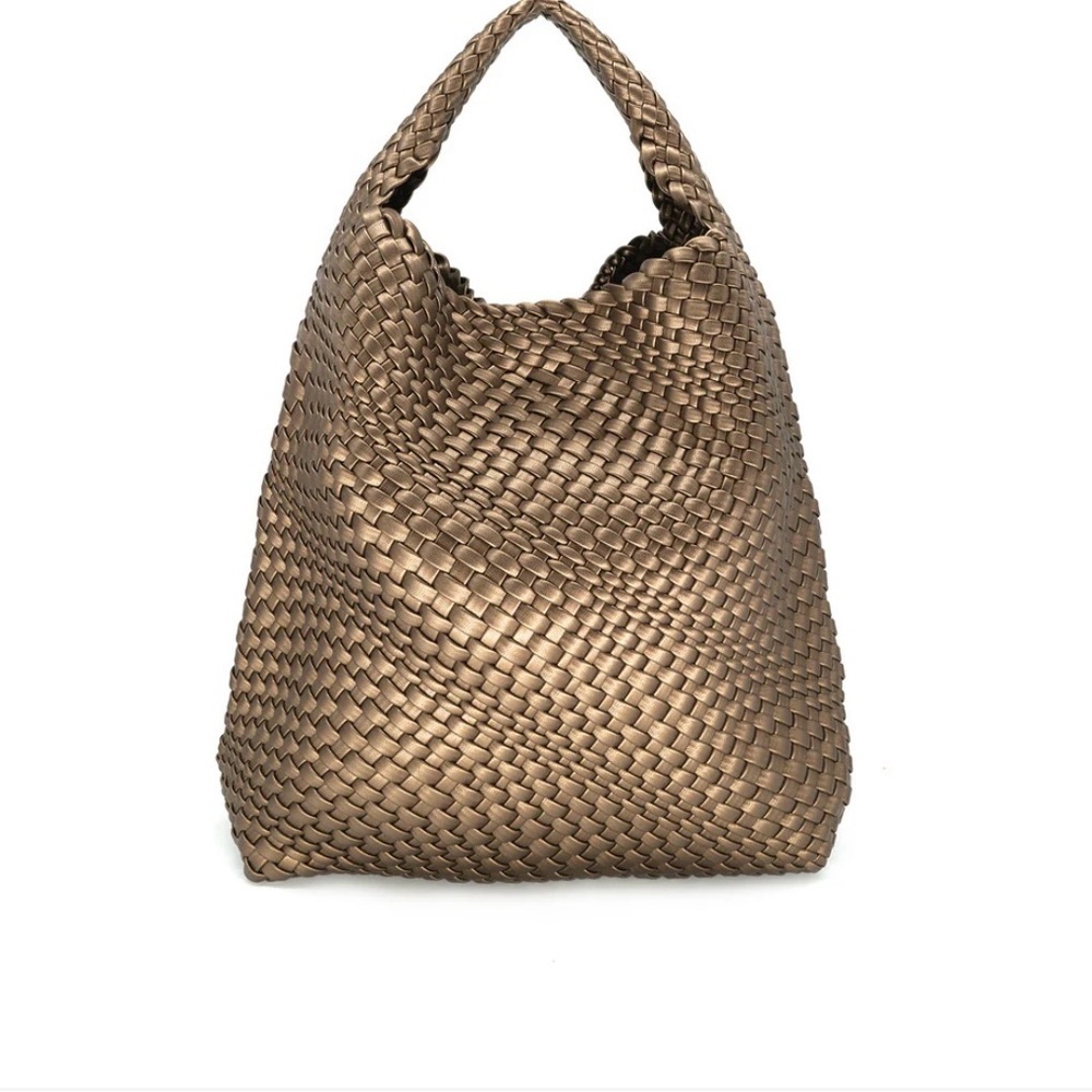Powder Blue Woven Tote Black Vegan Very Durable With Makeup 💄 - Picture 4 of 5